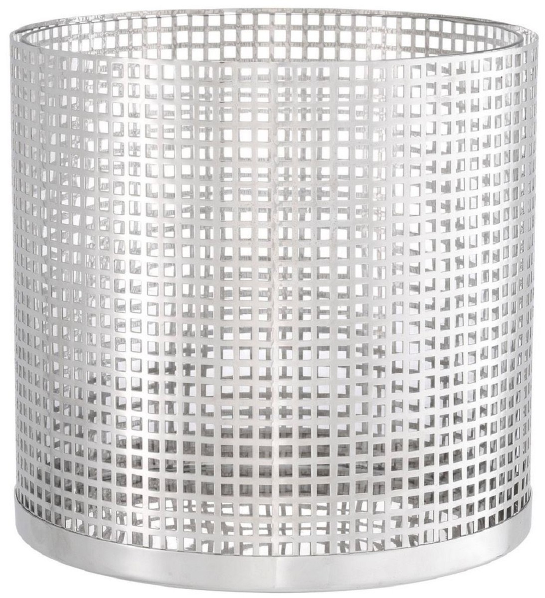 Casa Padrino portacandele di lusso argento Ø 25,5 x A. 25 cm - Portacandele rotondo in acciaio inox e vetro - Accessori decorativi di lusso
