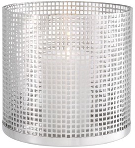 Casa Padrino porte-bougie de luxe argent Ø 25,5 x H. 25 cm - Bougeoir rond en acier inoxydable et verre - Accessoires déco de luxe
