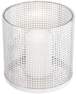 Casa Padrino Luxus Kerzenleuchter Silber Ø 25,5 x H. 25 cm - Runder Kerzenleuchter aus Edelstahl und Glas - Luxus Deko Accessoires