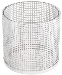 Casa Padrino luxury candle holder silver Ø 25.5 x H. 25 cm - Round stainless steel and glass hurricane - Luxury decorative accessories
