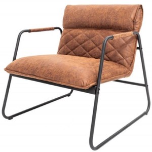 Casa Padrino retro lounge chair vintage light brown / black 71 x 72 x H. 79 cm - Faux leather armchair with metal frame - Living room furniture