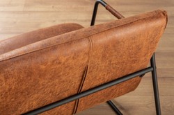 Casa Padrino chaise longue retrò marrone chiaro vintage / nero 71 x 72 x A. 79 cm - Poltrona in similpelle con struttura in metallo - Mobili per soggiorno