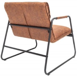 Casa Padrino chaise longue retrò marrone chiaro vintage / nero 71 x 72 x A. 79 cm - Poltrona in similpelle con struttura in metallo - Mobili per soggiorno