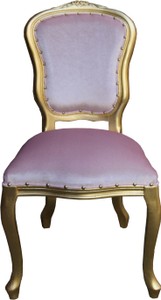 Casa Padrino Barock Luxus Esszimmer Stuhl Louis Rosa / Gold - Barock Möbel Casa Padrino Barock Luxus Esszimmer Stuhl Louis Rosa / Gold - Barock Möbel