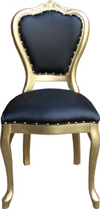 Casa Padrino Luxus Barock Stuhl Schwarz Lederoptik Kunstleder Gold Baroque Dining Chair Black Gold PU Leather Furniture Möbel Casa Padrino Luxus Barock Stuhl Schwarz Lederoptik Kunstleder Gold Baroque Dining Chair Black Gold PU Leather Furniture Möbel