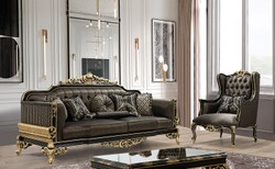 Casa Padrino sofá de salón barroco de lujo con almohadas gris / negro / oro 235 x 93 x A. 115 cm - Muebles Barrocos - Noble y Adornado
