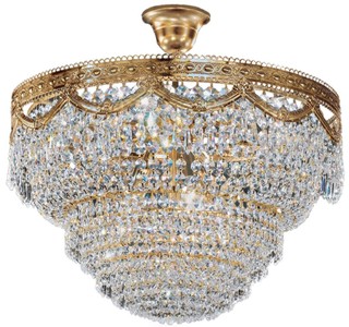 Casa Padrino baroque hanging lamp brass / gold Ø 55 x H. 54 cm - Round crystal hanging light in baroque style - Baroque Decoration Accessories
