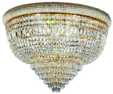 Casa Padrino baroque crystal ceiling lamp brass / gold Ø 66 x H. 45 cm - Ornate ceiling chandelier - Baroque Lights