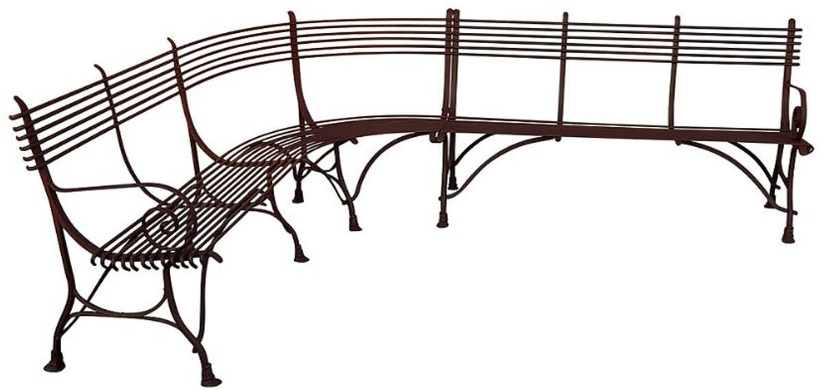 Casa Padrino Panca da Giardino Art Nouveau 210 x 250 cm - Diversi Colori - Panca in Ferro Battuto Fatta a Mano - Panca ad Angolo - Mobili da Giardino