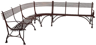 Casa Padrino Art Nouveau Garden Bench 210 x 250 cm - Different Colors - Handmade Wrought Iron Bench - Corner Bench - Garden Furniture