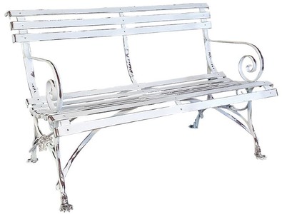 Casa Padrino Art Nouveau Garden Bench 120 cm - Different Colors - Handmade Wrought Iron Bench - Garden Furniture