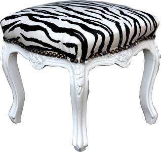 Poggiapiedi barocco casa Padrino zebra / bianco - mobili in stile antico - sgabello Poggiapiedi barocco casa Padrino zebra / bianco - mobili in stile antico - sgabello
