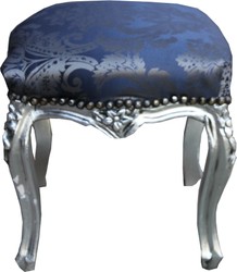 Casa Padrino baroque stool royal blue pattern / silver height - baroque furniture Casa Padrino baroque stool royal blue pattern / silver height - baroque furniture