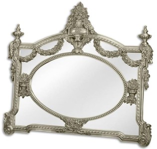 Casa Padrino miroir baroque argent 131 x H. 116,5 cm - Miroir d'armoire - Miroir de salon - Miroir mural magnifique de style baroque