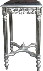 Casa Padrino Baroque side table square silver with black marble top 41 x 41 x H 73 cm antique style - flower telephone table Casa Padrino Baroque side table square silver with black marble top 41 x 41 x H 73 cm antique style - flower telephone table