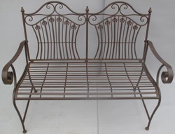 Casa Padrino Banc de Jardin Art Nouveau Brun Rustique 120 x 58 x H. 97 cm - Banc Nostalgique - Meubles de Jardin et Patio