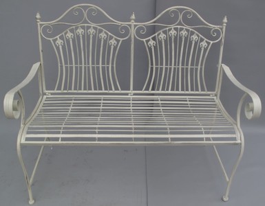 Casa Padrino Art Nouveau Garden Bench Rustic White 120 x 58 x H. 97 cm - Nostalgic Bench - Garden & Patio Furniture