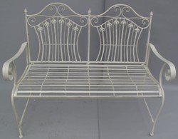 Casa Padrino Panca da Giardino Art Nouveau Bianco Rustico 120 x 58 x A. 97 cm - Panca Nostalgica - Mobili da Giardino e Patio