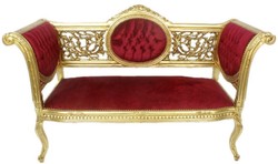 Barock Sitzbank, Barockstil Sitzbank, Sitzbank Bordeauxrot Gold, Baroque Bench, Baroque Style Bench, Bordeaux Red Gold Bench