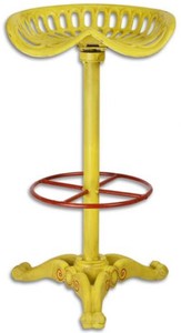 Casa Padrino Art Nouveau bar stool yellow / red H. 77 cm - Cast iron bar stool in rustic industrial design - Garden & Patio Furniture
