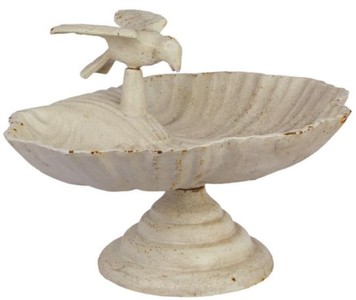 Jugendstil Vogelbad Antik Weiß, Nostalgisches Vogelbad, Gusseisen Vogelbad, Art Nouveau Bird Bath Antique White, Nostalgic Bird Bath, Cast Iron Bird Bath
