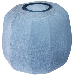 Casa Padrino Luxus Deko Glas Vase Blau Ø 33 x H. 32 cm - Mundgeblasene Blumenvase - Luxus Deko Accessoires