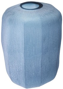 Casa Padrino Luxus Deko Glas Vase Blau Ø 33 x H. 42 cm - Mundgeblasene Blumenvase - Luxus Deko Accessoires