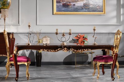 Barock Esszimmer Set, Barock Esstisch mit 6 Stühlen, Barock Esszimmer Möbel, Baroque Dining Room Set, Baroque Dining Table with 6 Chairs, Baroque Dining Room Furniture