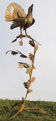 Casa Padrino garden decoration sculpture rooster on branch rust 87 x 70 x H. 160 cm - Handmade Garden Figure - Garden Decoration