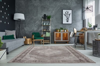 Casa Padrino Vintage Wohnzimmer Teppich Hellgrau 160 x 240 cm - Rechteckiger Baumwoll Teppich - Wohnzimmer Deko Accessoires