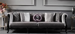 Casa Padrino luxury baroque living room sofa silver / black 256 x 90 x H. 84 cm - Noble Baroque Furniture