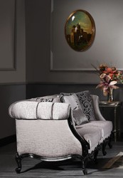 Casa Padrino luxury baroque living room sofa silver / black 256 x 90 x H. 84 cm - Noble Baroque Furniture