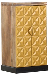 Casa Padrino armoire bar de style campagnard avec 2 portes naturelle / or / noir 59-117 x 48 x H. 113 cm - Armoire à vin en bois massif - Meuble Bar en Style Campagnard