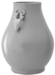 Casa Padrino luxury vase deer head gray Ø 33 x H. 49 cm - Round porcelain flower vase - Luxury Quality