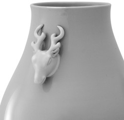 Casa Padrino luxury vase deer head gray Ø 33 x H. 49 cm - Round porcelain flower vase - Luxury Quality