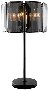 Casa Padrino luxury table lamp black / gray Ø 48 x H. 86 cm - Round table light with tinted glass and marble base - Luxury Collection