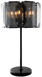 Casa Padrino lámpara de mesa de lujo negro / gris Ø 48 x A. 86 cm - Lámpara de mesa redonda con vidrio tintado y base de mármol - Colección de Lujo