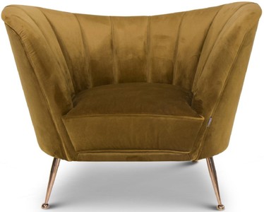 Casa Padrino luxury velvet armchair ocher / copper 77 x 78 x H. 102 cm - Art Deco living room armchair - Luxury Furniture