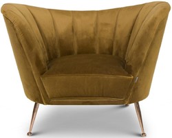 Casa Padrino sillón de terciopelo de lujo ocre / cobre 77 x 78 x A. 102 cm - Sillón de Salón Art Deco - Muebles de Lujo