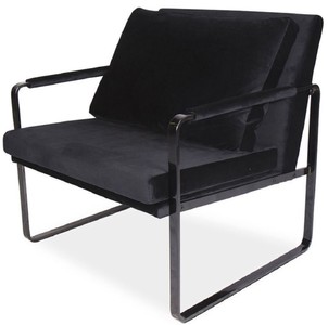 Casa Padrino fauteuil de luxe en velours noir 76 x 74 x H. 76 cm - Fauteuil de salon moderne avec oreiller - Meubles de Luxe