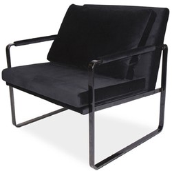 Casa Padrino sillón de terciopelo de lujo negro 76 x 74 x A. 76 cm - Sillón de salón moderno con almohada - Muebles de Lujo