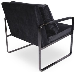 Casa Padrino sillón de terciopelo de lujo negro 76 x 74 x A. 76 cm - Sillón de salón moderno con almohada - Muebles de Lujo