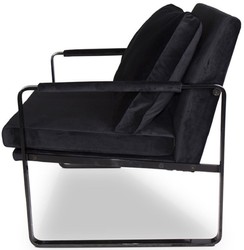 Casa Padrino sillón de terciopelo de lujo negro 76 x 74 x A. 76 cm - Sillón de salón moderno con almohada - Muebles de Lujo