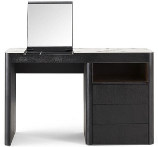 Casa Padrino luxury make up table with 3 drawers and fold-out mirror black / white 120 x 50 x H. 76 cm - Luxury bathroom furniture - Hotel Furniture