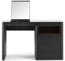 Casa Padrino luxury make up table with 3 drawers and fold-out mirror black / white 120 x 50 x H. 76 cm - Luxury bathroom furniture - Hotel Furniture
