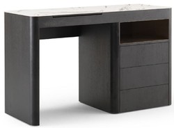 Casa Padrino luxury make up table with 3 drawers and fold-out mirror black / white 120 x 50 x H. 76 cm - Luxury bathroom furniture - Hotel Furniture