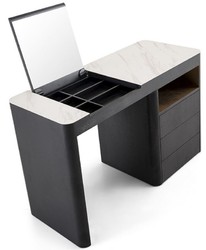 Casa Padrino luxury make up table with 3 drawers and fold-out mirror black / white 120 x 50 x H. 76 cm - Luxury bathroom furniture - Hotel Furniture