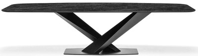 Casa Padrino luxury dining table anthracite / black 200 x 100 x H. 76 cm - Rectangular kitchen table with marble top and stainless steel frame - Luxury dining room furniture