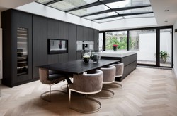 Casa Padrino luxury dining table black 240 x 120 x H. 76 cm - rectangular kitchen table with oak veneer table top - luxury dining room furniture