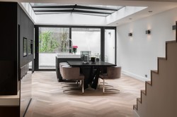 Casa Padrino luxury dining table black 240 x 120 x H. 76 cm - rectangular kitchen table with oak veneer table top - luxury dining room furniture